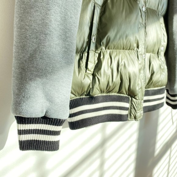 Levi's Mixed-Media Quilted Varsity Bomber Jacket, Gray/Green, Medium - Picture 4 of 13